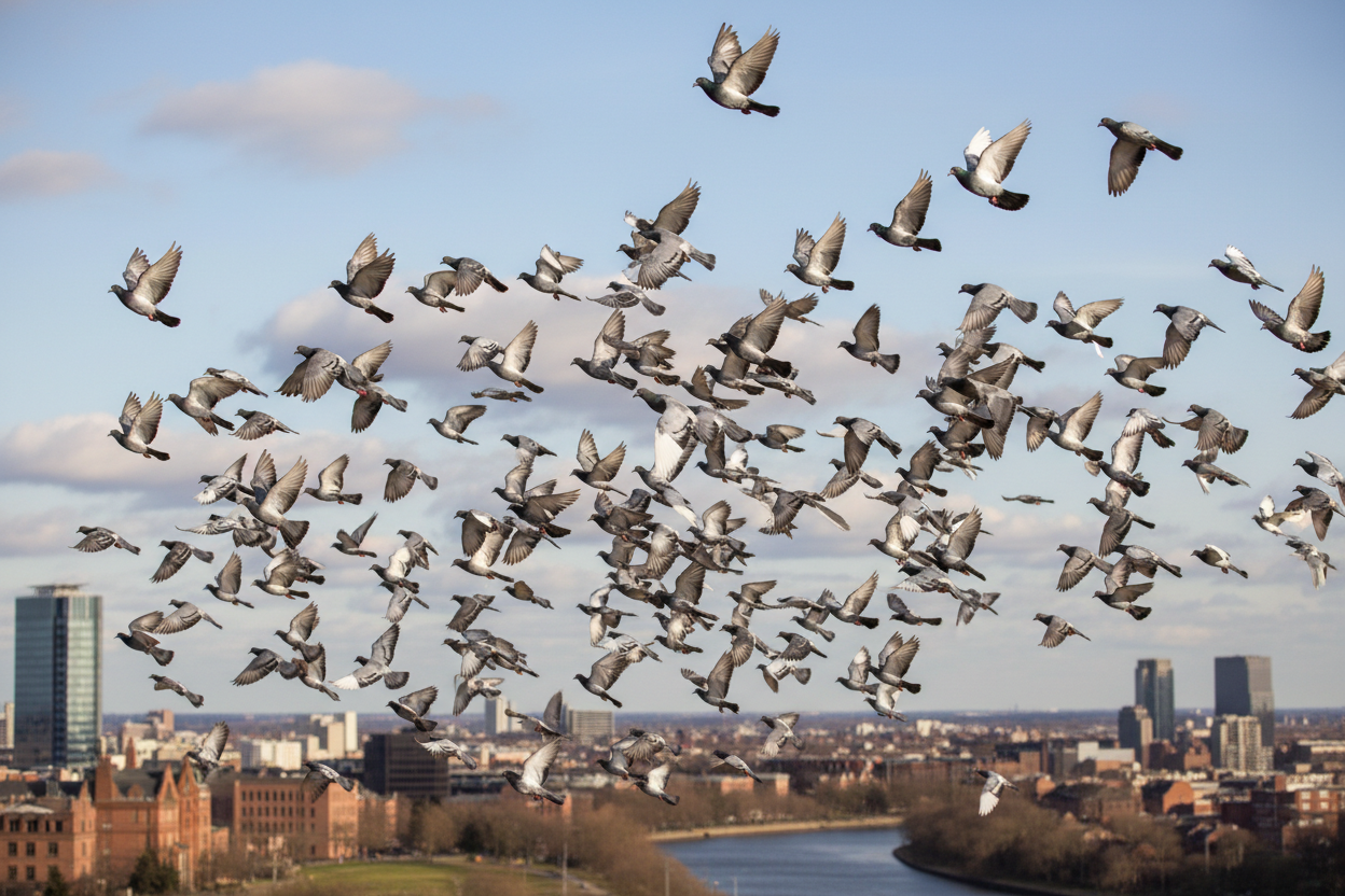 flock of pigeons 